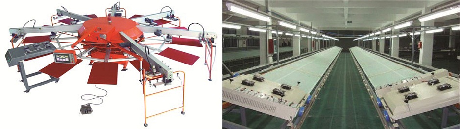Textile automatic octopus screen printing machine & Textile glass table